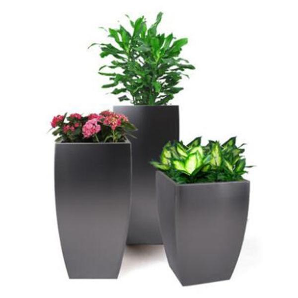 Arc Shaped Metal Bucket Flower Pot Hairline Stainless Steel Garden Pots