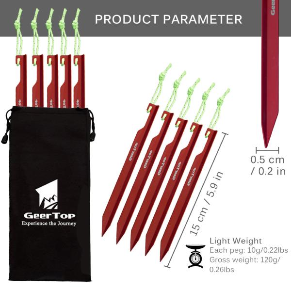 Ultralight 10g 5.9 In Aluminum Tent Stakes For Camping