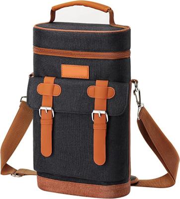 600D Polyester Thermal Custom Insulated Cooler Bag 2 Bottle Portable Tote Carrier