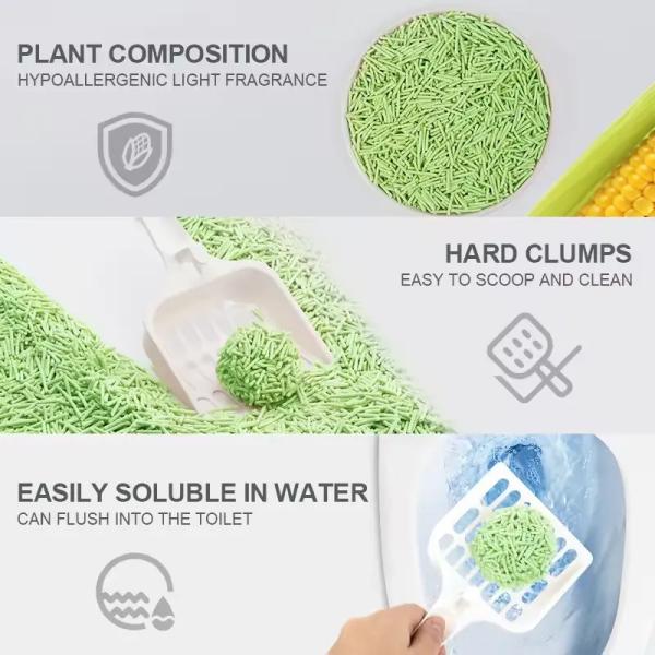 Sustainable Fast Clumping Green Tea Cat Litter Dust Free Superior Absorbency
