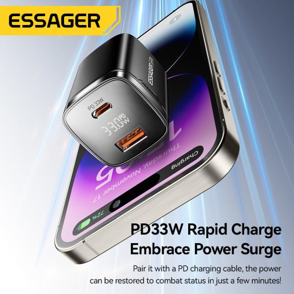 ESSAGER ES-CD45 Series 2 Ports 33W USB-A Fast Charger USB C Wall Charger Private Mold