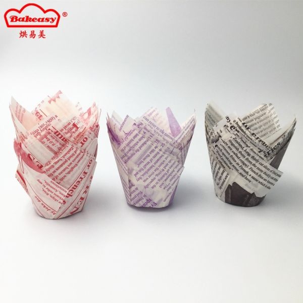 Tulip cups newspaper Greaseproof Parchment Paper Cake Liners Disposable Heat Resistant Pastry Base Paper Trays