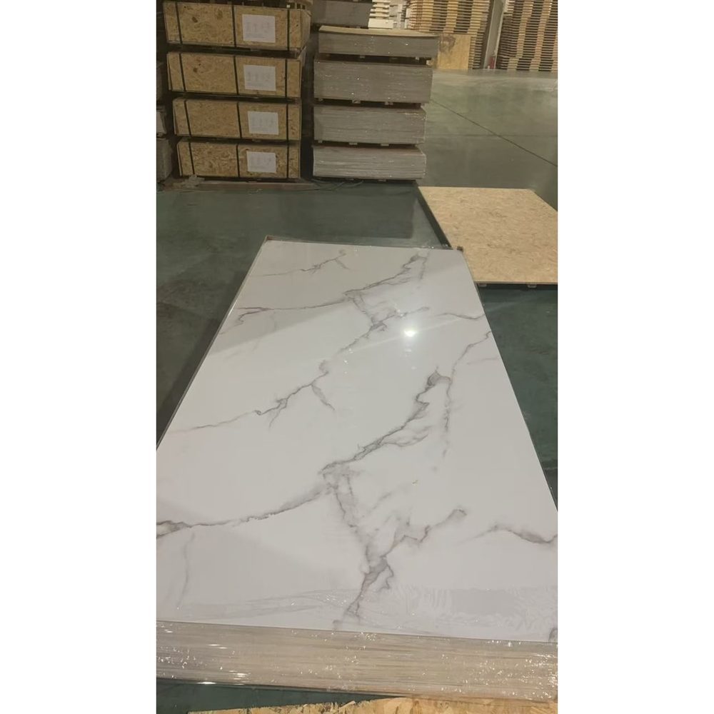 Waterproof UV Coated PVC Marble Wall Panel 1.22x2.44m Golden Transfer Film Interior Decorative Board