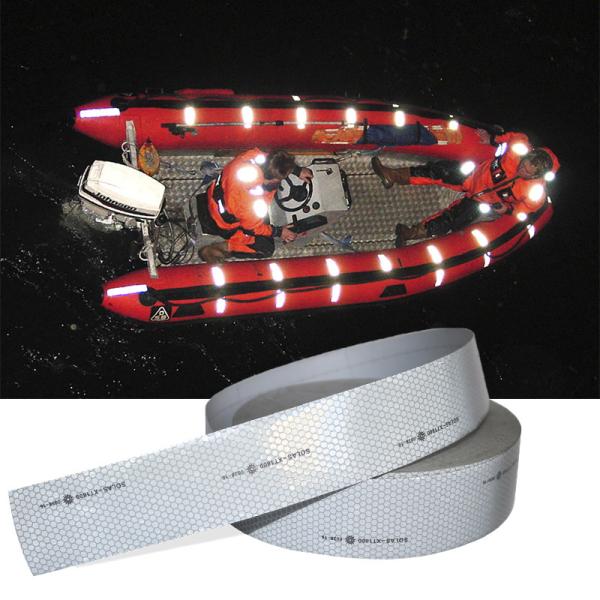 2インチ X 75フィート シルバー SOLAS 反射テープ 海洋安全警告テープ 海事用機器