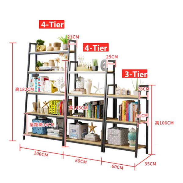 Industrial Metal And Wood Book Shelves for Library Living Room
