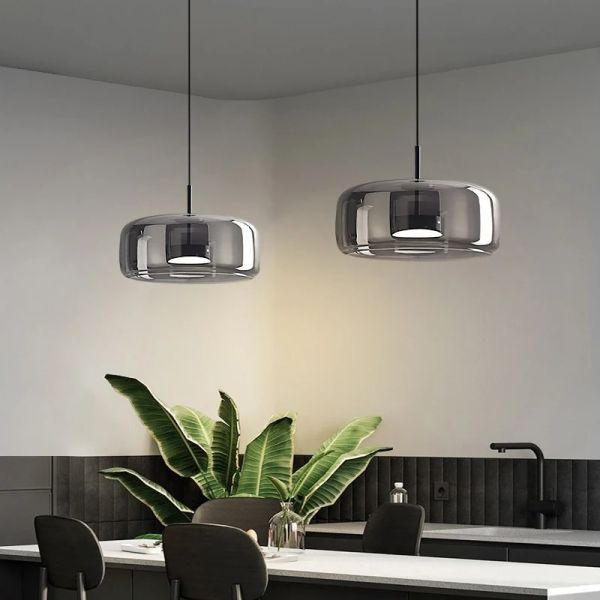 Nordic Glass Led Pendant Light Light Luxury Smoke Grey Hanging Light（WH-AP-677）