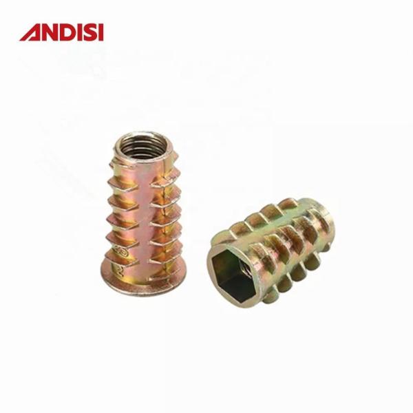 Zinc Alloy/Steel M6 M8 M10 Threaded Flanged Round Head Hex Insert Nuts for Modern Furniture