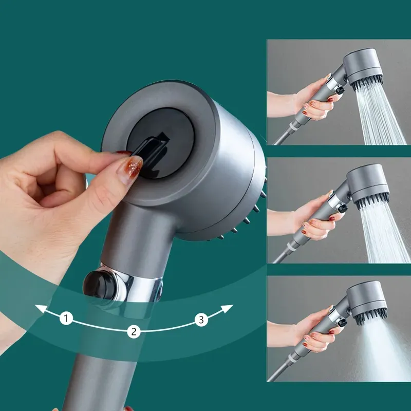 Modern Design Handheld Shower Head with Adjustable Water Pressure and Massage Function