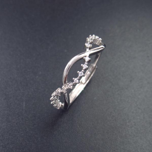 Double Shining Stone Ring For Wedding / 925 Silver Infinity Ring