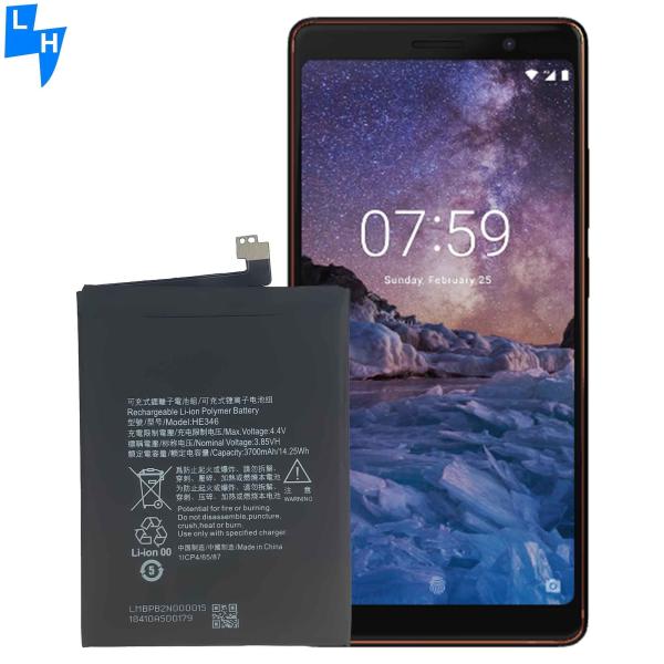 Black HE346 3700mAh Battery For Nokia 7 Plus 7P N7P HE 346 Batteries Bateria with A