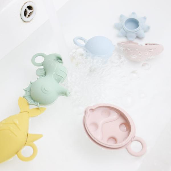 Jouets de bain flottants en silicone pour enfants, sans BPA, qualité alimentaire