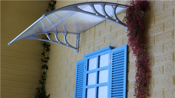 Fashionable Glass Rain Cover Canopy , Outdoor Polycarbonate Awning Rain Shelter