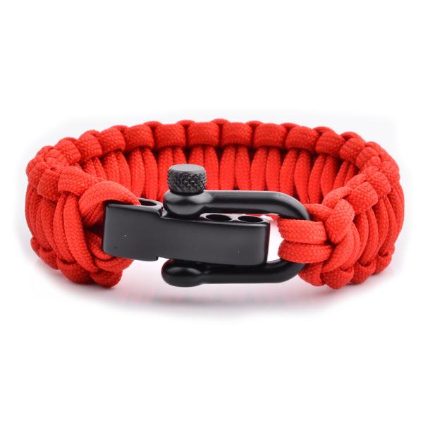 Outdoor Paracord Survival Bracelet with Adjustable Metal Button and Polyester Material