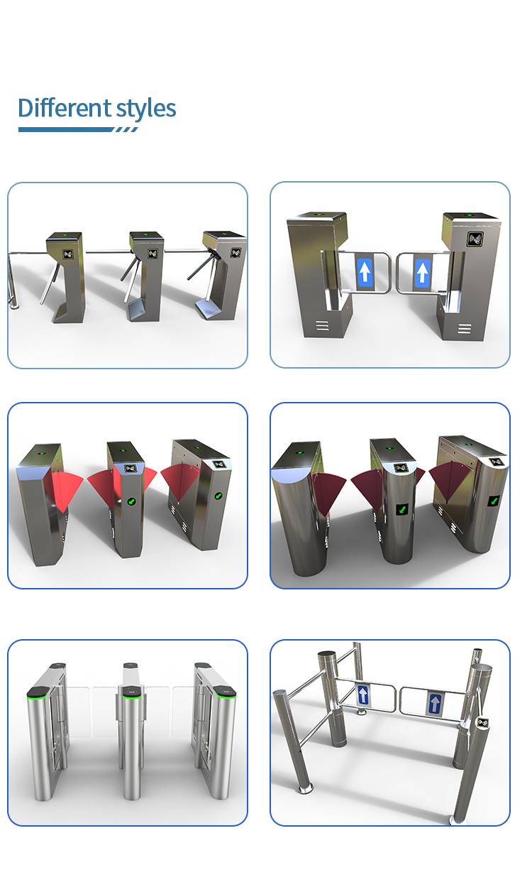 Stainless Steel Full Height Pedestrian Turnstiles Anti Rust Swing Flap Drop Arm Gate