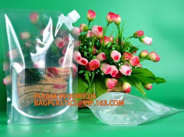Reusable Stand Up Plastic Custom Liquid Fruit Juice Drink Packaging Spout Pouch Bag / Juice Doypack With Spout Cap PACKA