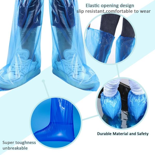 Haixin Knee Shoes Cover Disposable Long Waterproof Boot Covers for Men Women Nonwoven PP PE CPE Knee Waterproof Shoes Cover