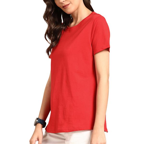 High Quality Red Summer Printed Casual Workout Cotton Ladies Short Sleeve T Shirts