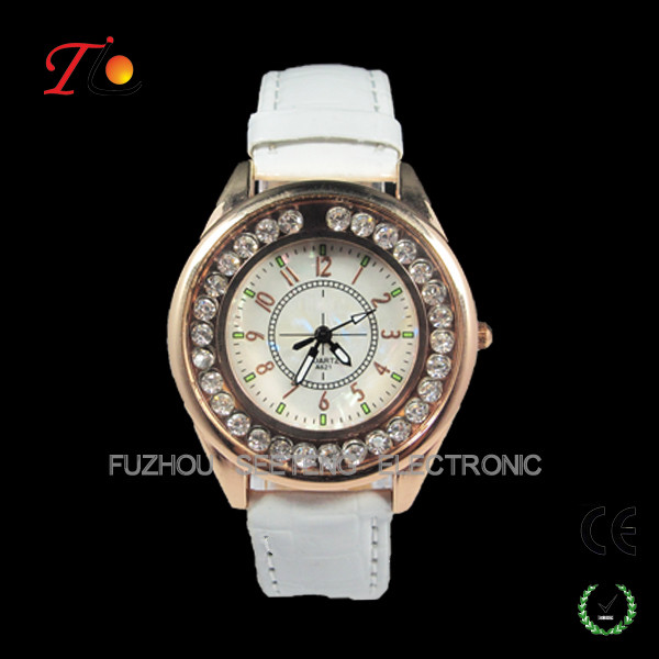 New latest  fancy stone watches fashion design and colorful leather band  for ladies