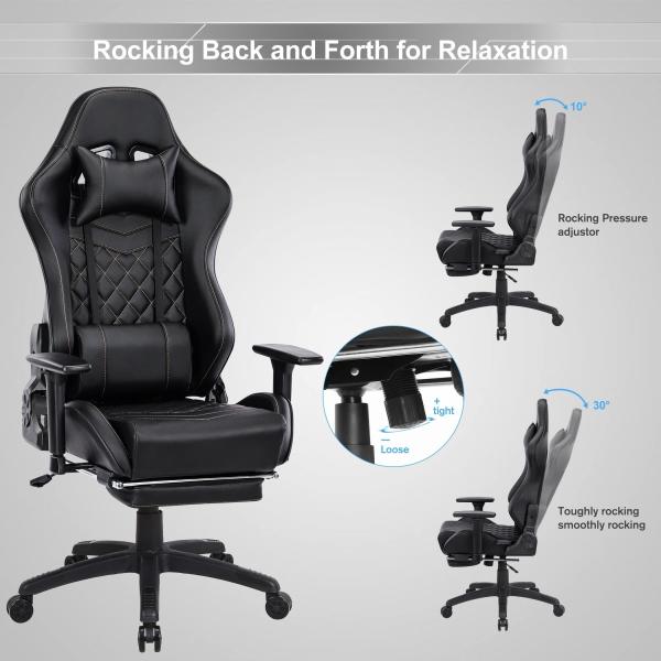 Massage Gaming Chair for Adults 350LBS Reinforced Base Adjustable Armrest Swivel Style