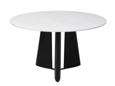 Ceramic Top Fixed Type Modern Round Dining Table Easy Cleaning With Metal Base