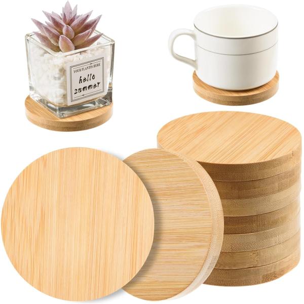 Customized Kitchen Square Round Tea Cup Pads Set Bamboo Wood Coasters with Printing
