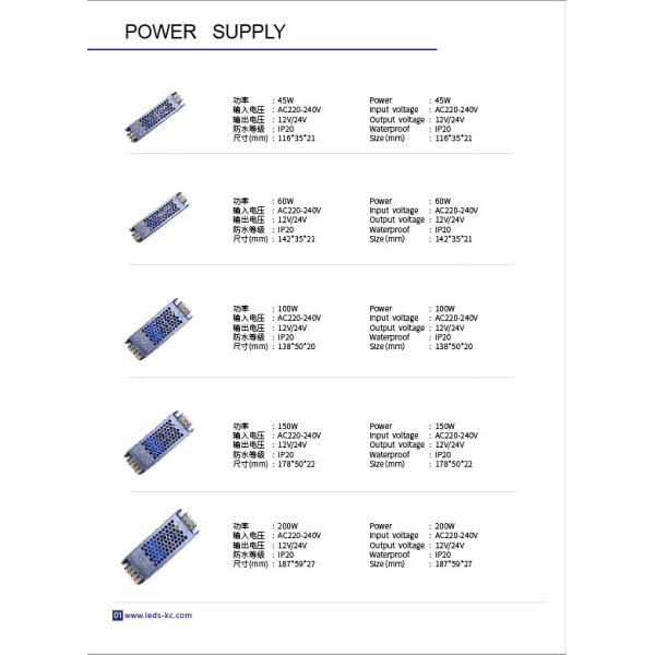 60W 100W 200W LED Power Supply DC 12V 24V AC220V - 240V LED Driver Switching IP20
