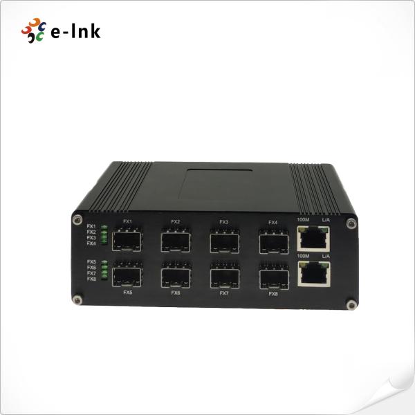 Industrial Optical Fiber Switch 1000M 2-port RJ45 + 8-port 1000M SFP DIN Rail 