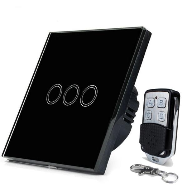 EU Standard White Crystal Glass Panel Touch Switch AC220V Wireless Remote Control Touch Light Switch