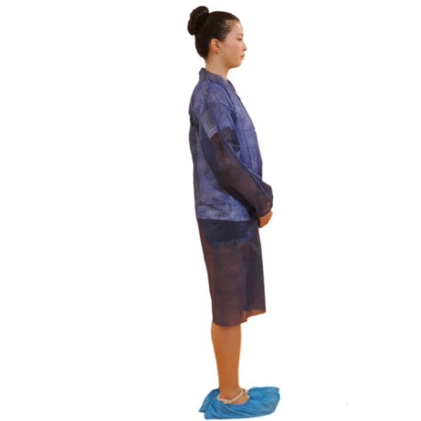 Purple Colored Sterile Disposable Non Woven Lab Coat With Collar 18-65gsm