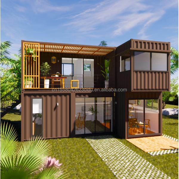 Color personalizado 20ft Flat Pack Living Steel Frame Modular Home Panel de sándwich prefabricado Envío de 3 dormitorios Casa de contenedores