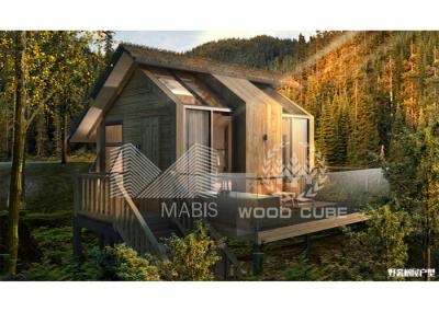 Cabana rústica de madeira pré-fabricada leve da construção de aço, anti casas de log sísmicas da casa pré-fabricada
