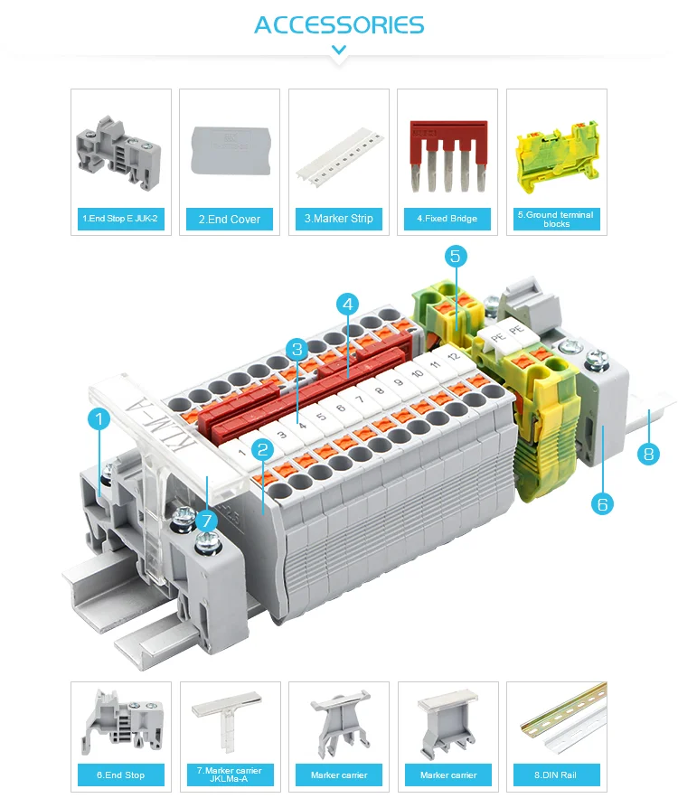 D-PT1.5 Барьерная пластина для PT1.5 Электрического соединителя PT Тип Din Rail Terminal Block Accessories D-PT 1.5 Конечная крышка
