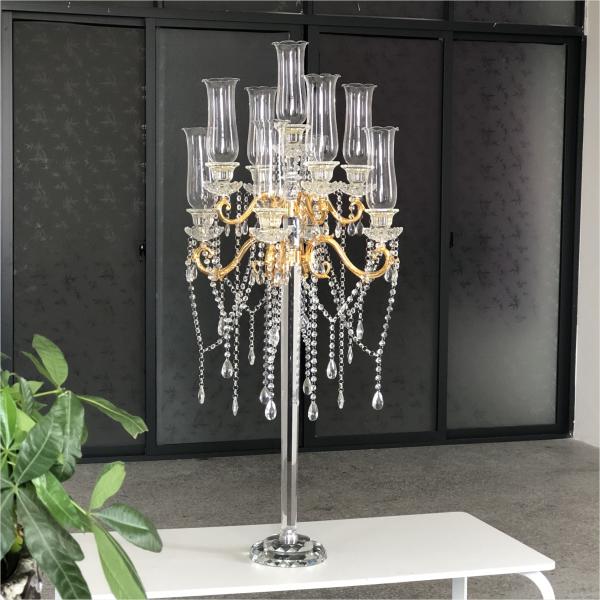 ZT-323H Vente à chaud décor d'événement de luxe pièces centrales longue base 10 porte-bougies de cristal