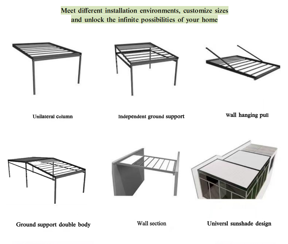 Louvered Aluminum Waterproof Eco-Friendly Powder Coated Canopy Backyard Motorized Pavilion Windproof Sunshade Pergolas Terrace