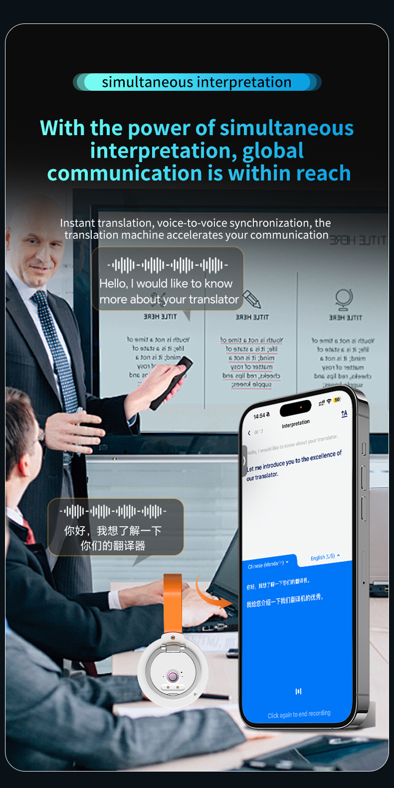 Online Meeting Smart Mobile Translator Video Call Language Translation Device