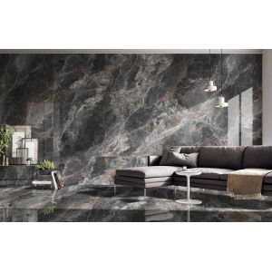 Modern 600x1200mm Porcelain Tile High-Gloss Dark Black Design for Interior Villa Wall & Floor Decoration