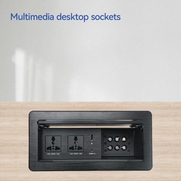 Electrical Cubby Audio Visual Box Multimedia Modular Wall Socket For Meeting Room Table