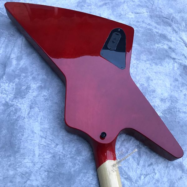 Custom Electric Guitar Rosewood Top Covered Black Hardware in Burgundy Customized Logo Shape