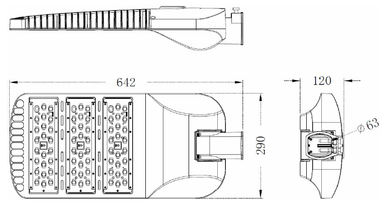 IK10 контроль времени уличного света СИД высокой эффективности 24750lm 150w