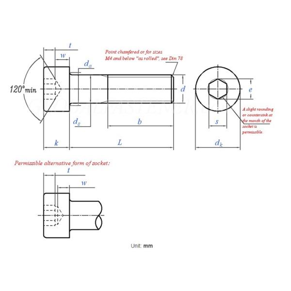 DIN912 M4 M6 M8 M10 12.9 Grade High Strength Hexagon Socket Head Screw