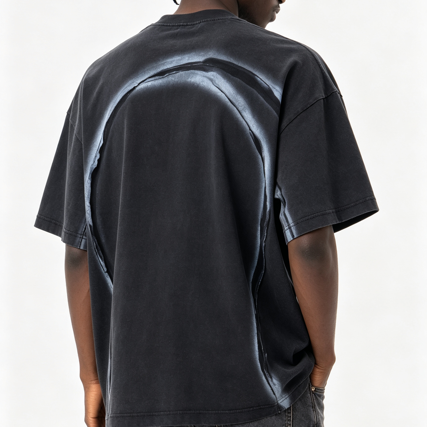 320GSM Basic Crew Neck Tee Tie Dye Oversized Streetwear Tee Skeleton