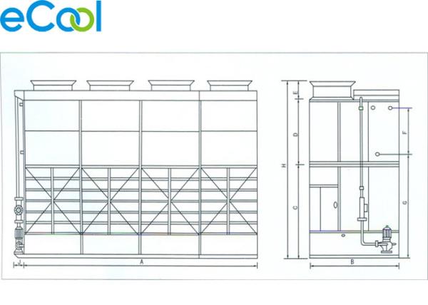 3000kW Cold Storage Equipment , 4 Fans Refrigeration Evaporative Condenser