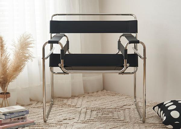 Armrest Metal Indoor Outdoor Chairs Chrome Plated Frame For Villas