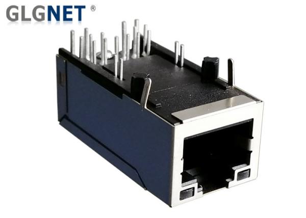 Right Angle POE Plus Rj45 Through Hole Connector Rj45 Jack With LED Green Yellow
