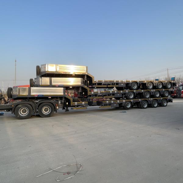 Semi-Trailer of European Style 4-Axle Pull-Out Low-Bed Trailer with 10ton Max Payload