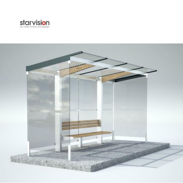 Aluminum Alloy Bus Stop Waiting Shed With 10mm Clear Tempered Glass