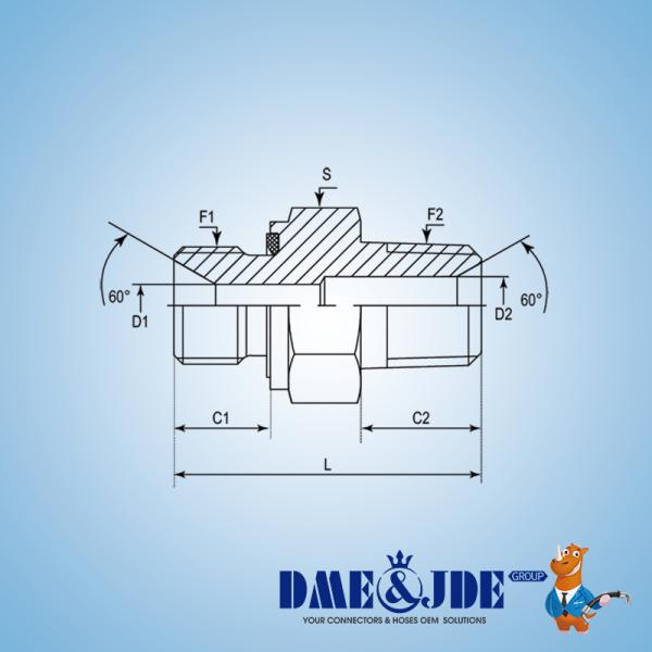 DABPM107M-ED Straight Connector Hydraulic Hose BSPP Male 60° With ED Ring BSPT Male 60°