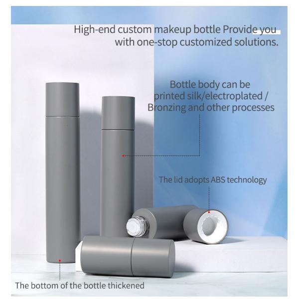 Cylinder Round Plastic Bottles 60ml 100ml 120ml Gray Cylinder Bottles With Caps