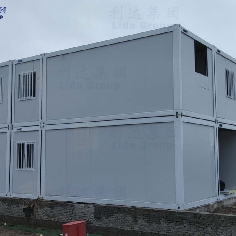 Expandable Modular Flat Pack Container House with A1 Fire Rated Walls and Double-glazed Aluminum Curtain Wall