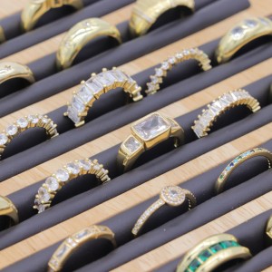Factory Wholesale Fashion Designed Brass 14K Gold Plated Ladies' Open Adjustable